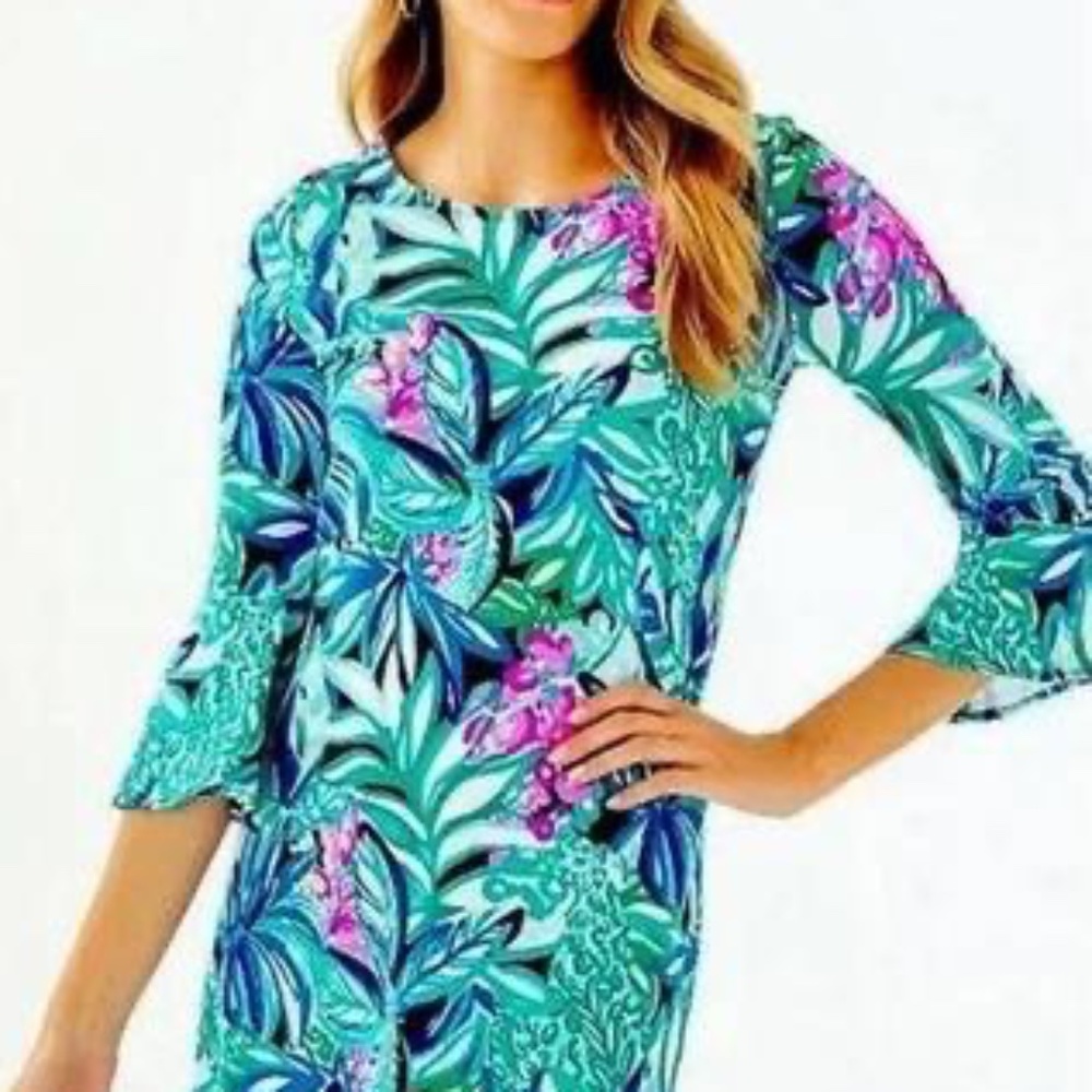 Lilly Pulitzer Ophelia Swing Dress Maldives Green Hype It Up - Picture 9 of 9